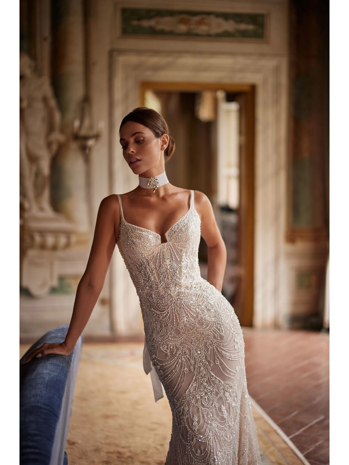 Luxury Wedding Dress - Mermaid Deep Heart with Beading and Skirt with Lining - Karaliene - LIDA-01358.42.17